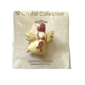 Breast Cancer Angel with Pink Ribbon crystals
